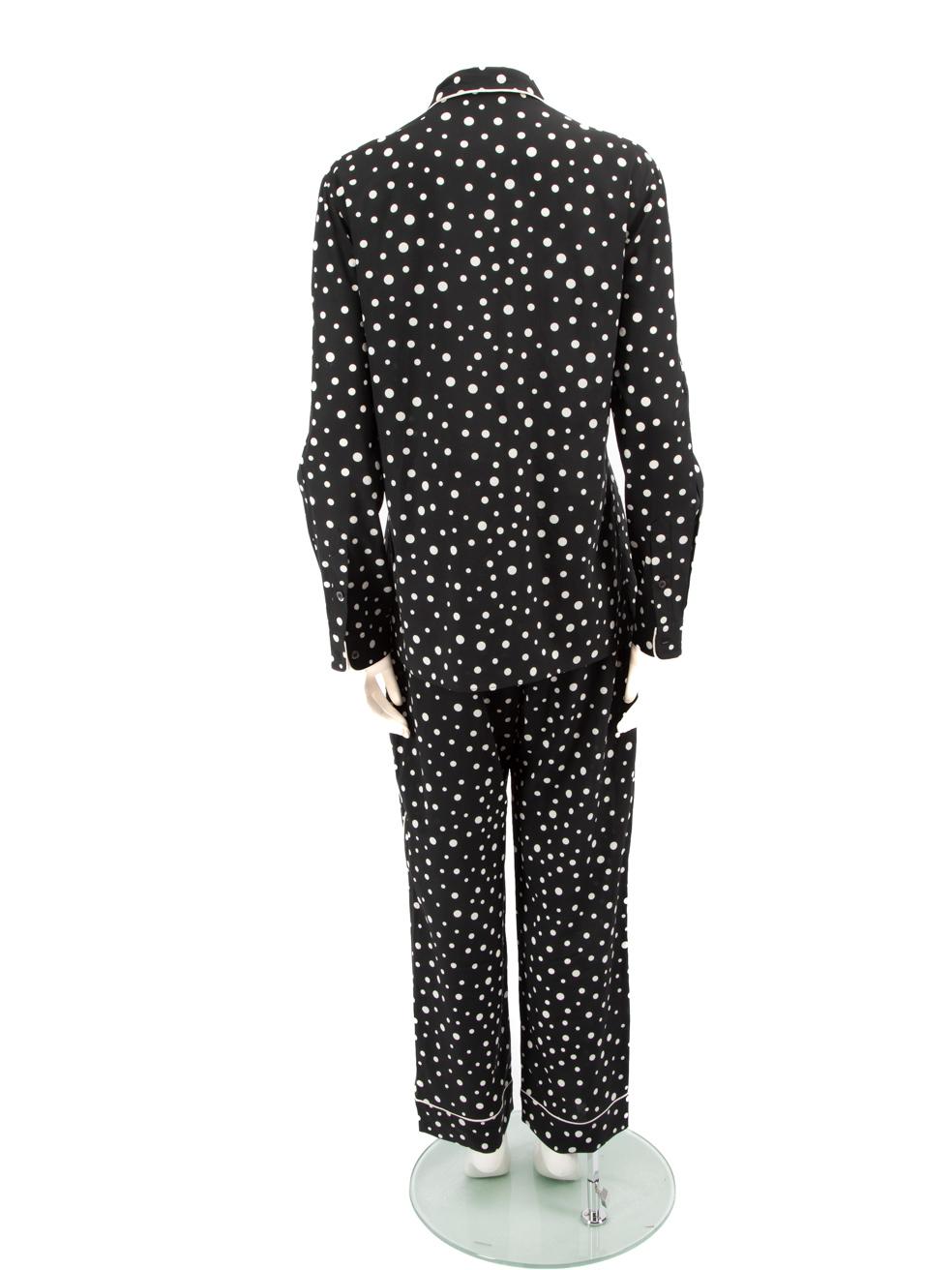 Black Dolce & Gabbana Polka Dot Silk Pyjamas Set Size M