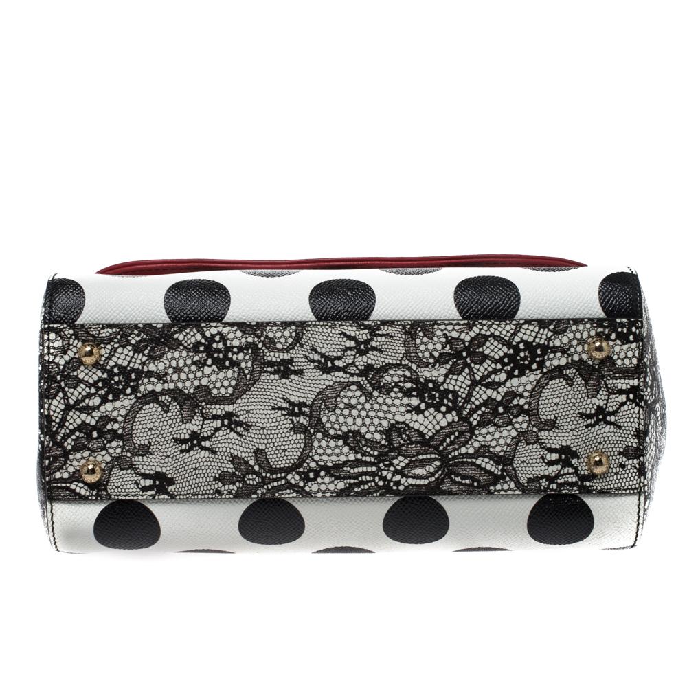 Dolce & Gabbana Polka Dots Leder Cut Out Medium Miss Sicily Top Handle Bag 5