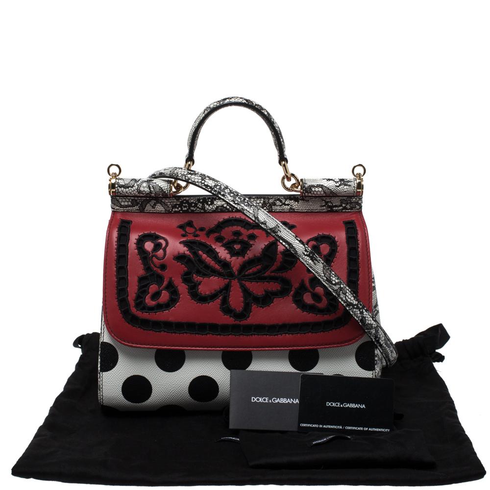 Dolce & Gabbana Polka Dots Leder Cut Out Medium Miss Sicily Top Handle Bag 6