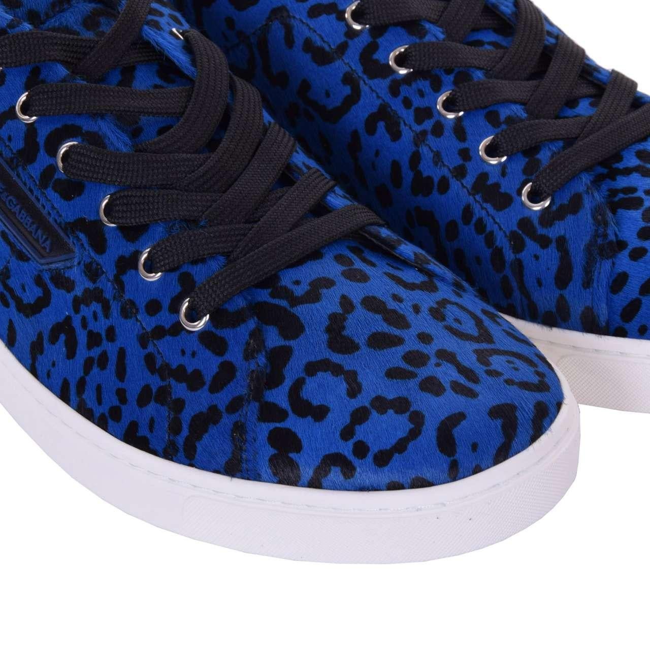 Men's Dolce & Gabbana - Pony Fur Sneaker LONDON Leopard Blue EUR 41.5 For Sale