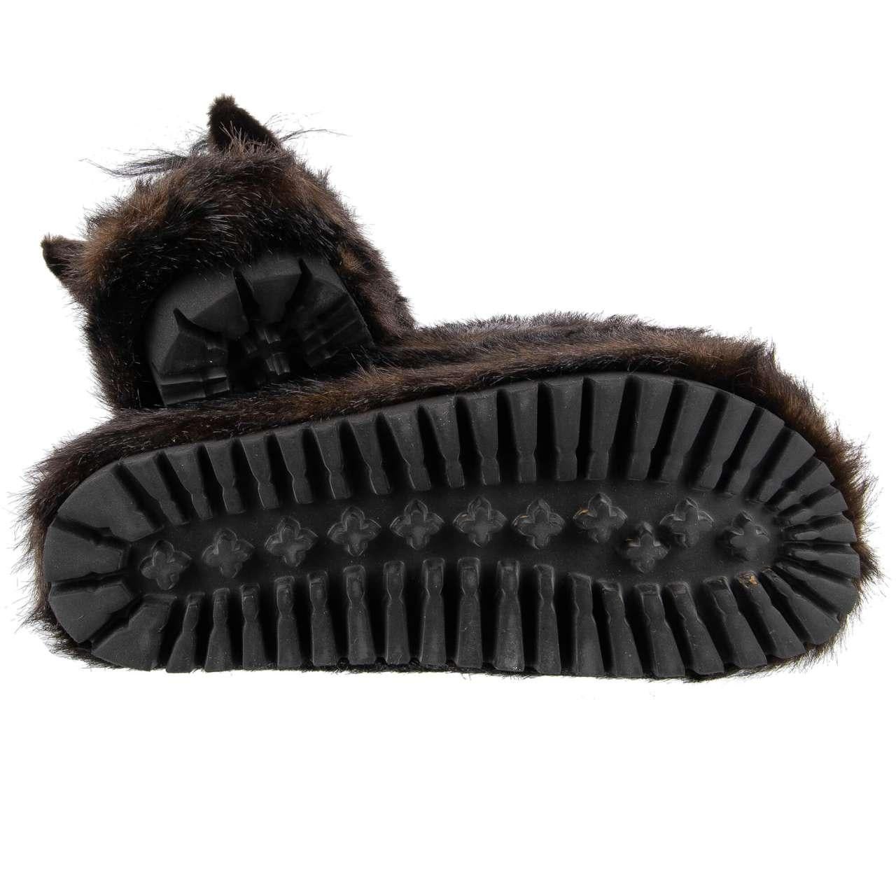 Dolce & Gabbana Pony Horse Faux Fur Shoes Slipper SAINT BARTH Brown 42 UK 8 US 9 1