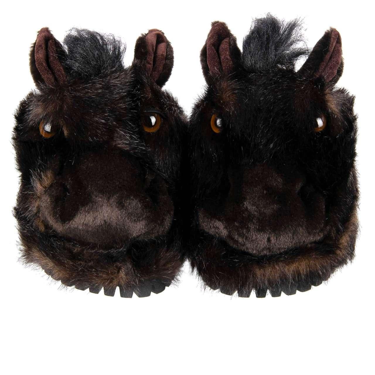 Dolce & Gabbana Pony Horse Faux Fur Shoes Slipper SAINT BARTH Brown 42 UK 8 US 9 2