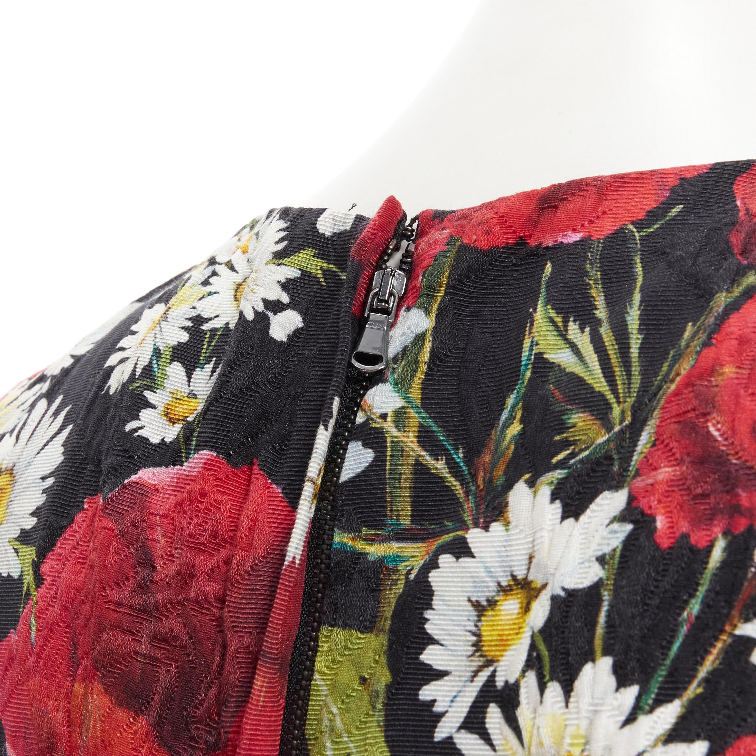 DOLCE GABBANA Poppy Daisy floral print jacquard mini sheath dress IT36 XS For Sale 2
