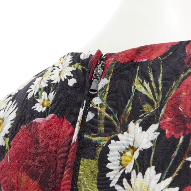 DOLCE GABBANA Poppy Daisy floral print jacquard mini sheath dress IT36 XS For Sale 5