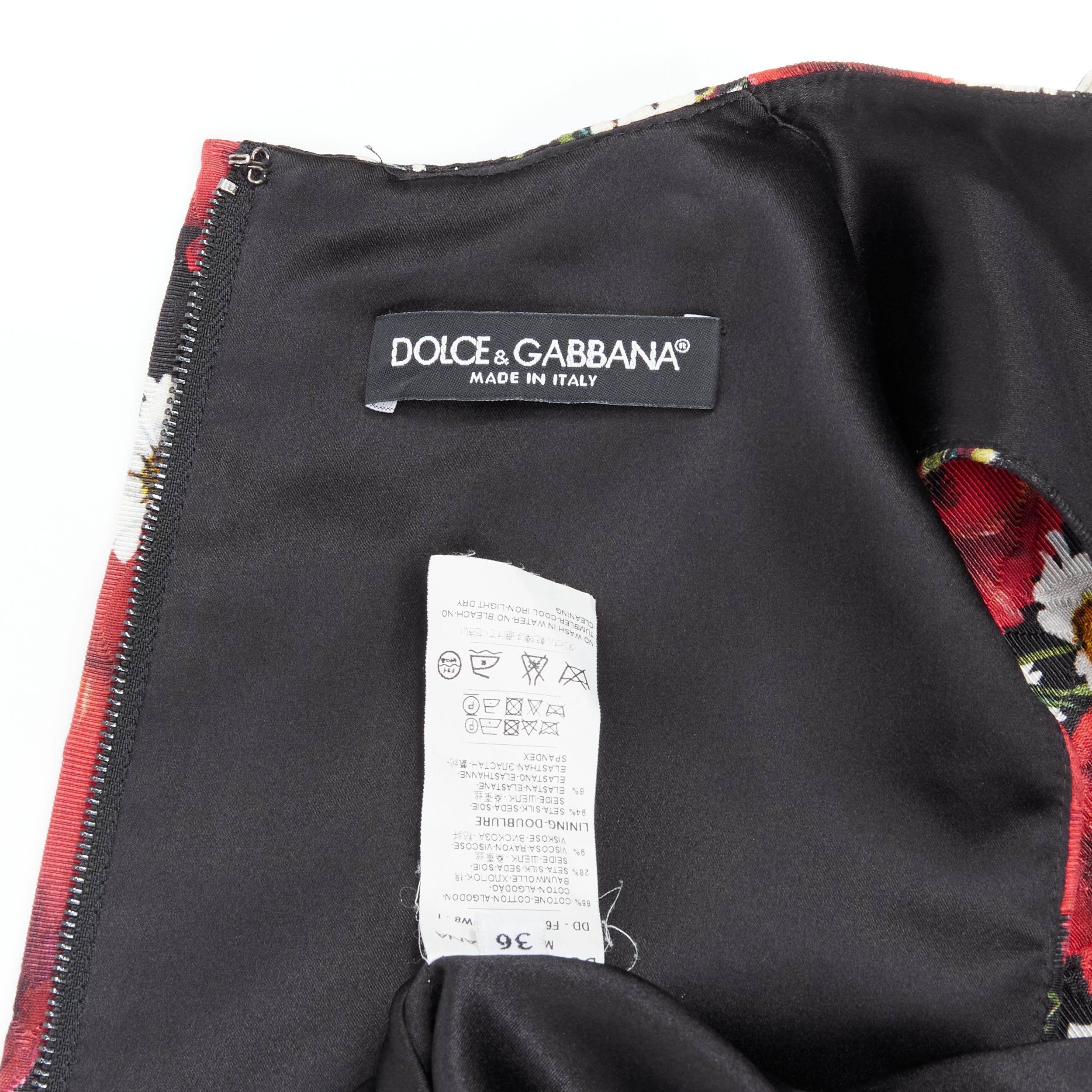DOLCE GABBANA Poppy Daisy floral print jacquard mini sheath dress IT36 XS For Sale 3
