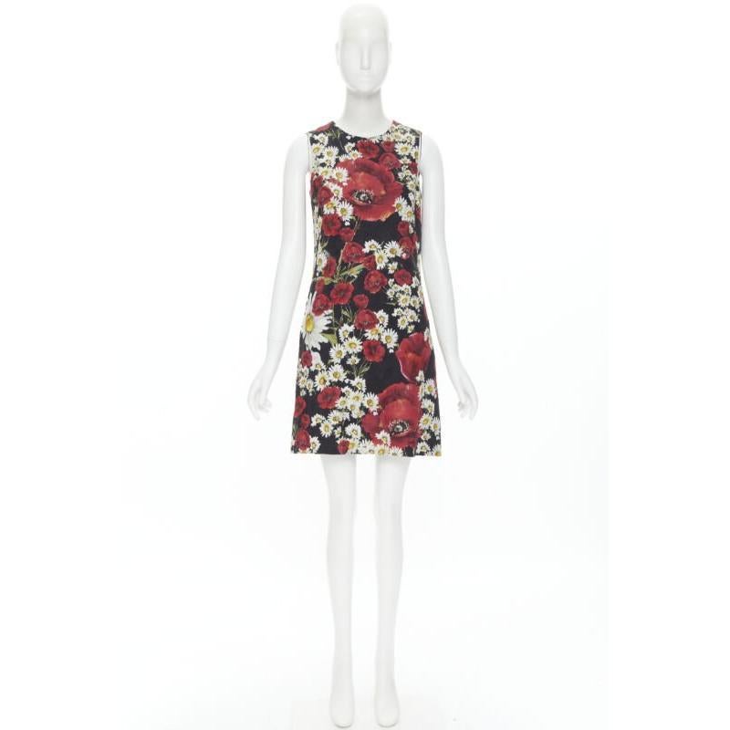DOLCE GABBANA Poppy Daisy floral print jacquard mini sheath dress IT36 XS For Sale 7
