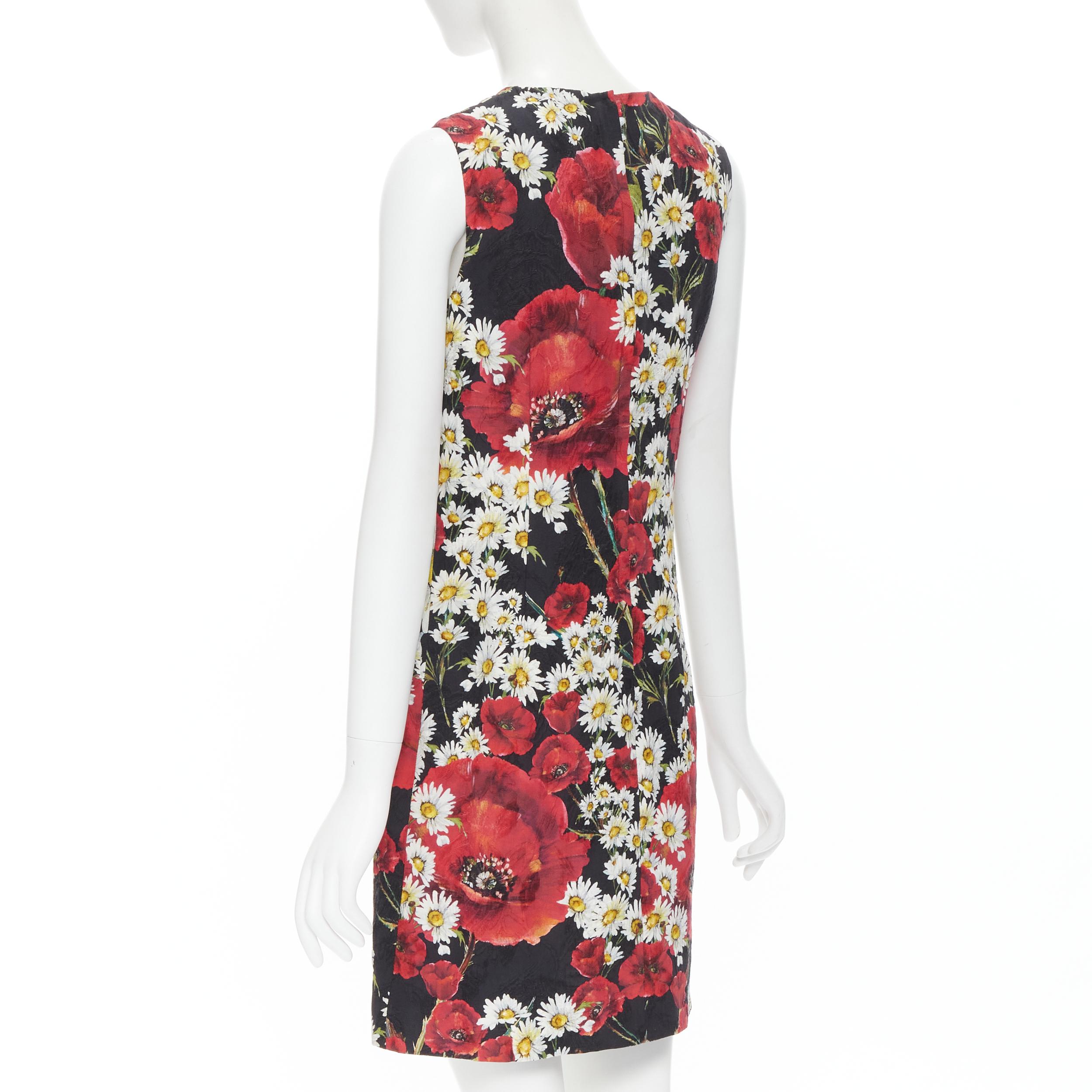 DOLCE GABBANA Mini robe fourreau en jacquard à imprimé floral marguerite taille IT 36 XS Pour femmes en vente
