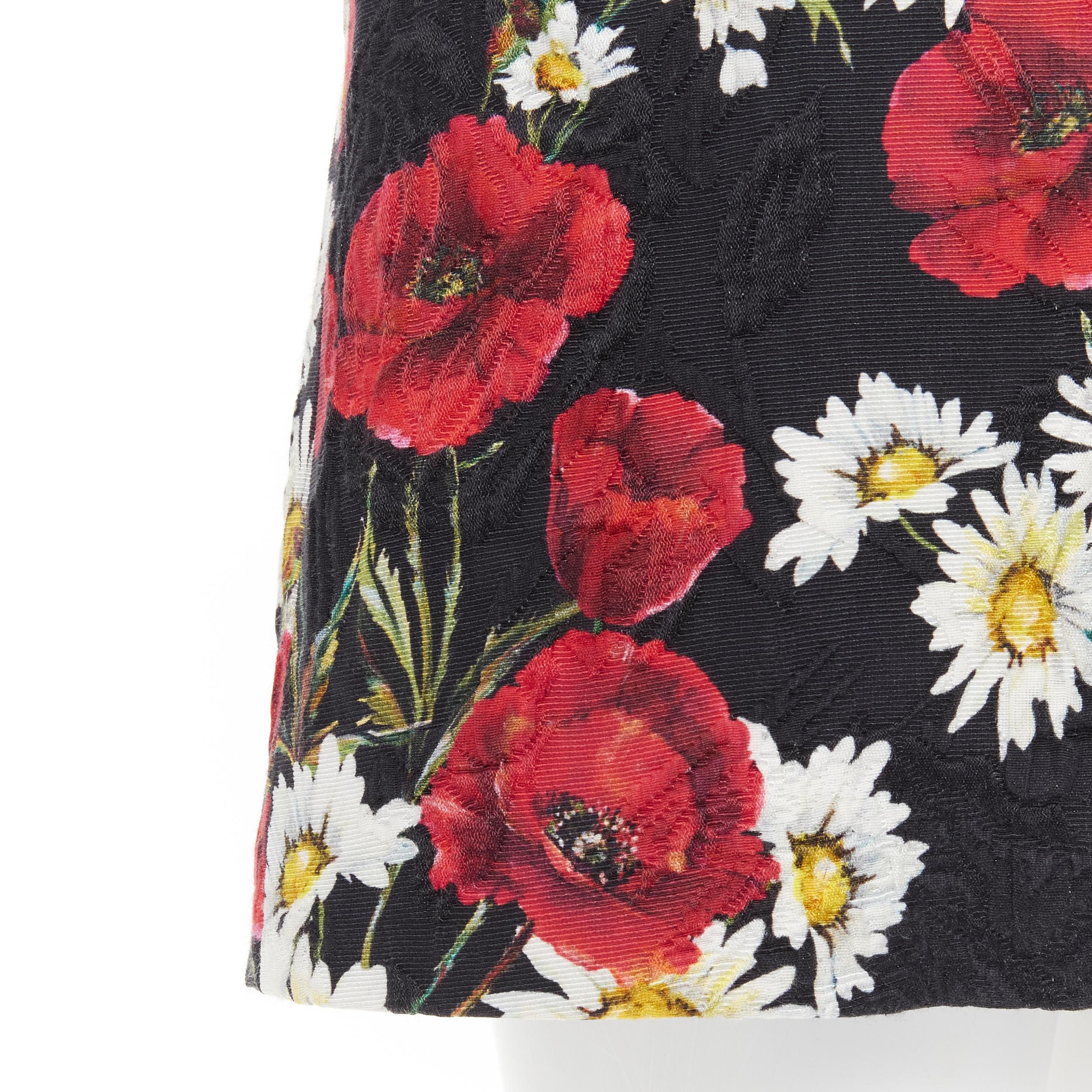 Beige DOLCE GABBANA Poppy Daisy floral print jacquard mini sheath dress IT36 XS For Sale