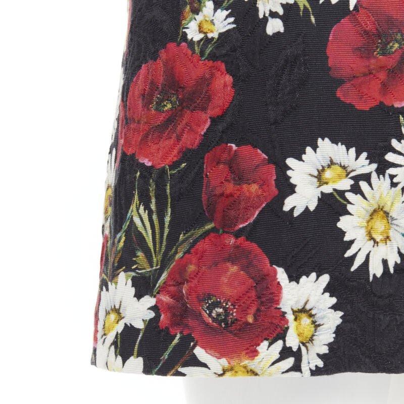 DOLCE GABBANA Poppy Daisy floral print jacquard mini sheath dress IT36 XS For Sale 1