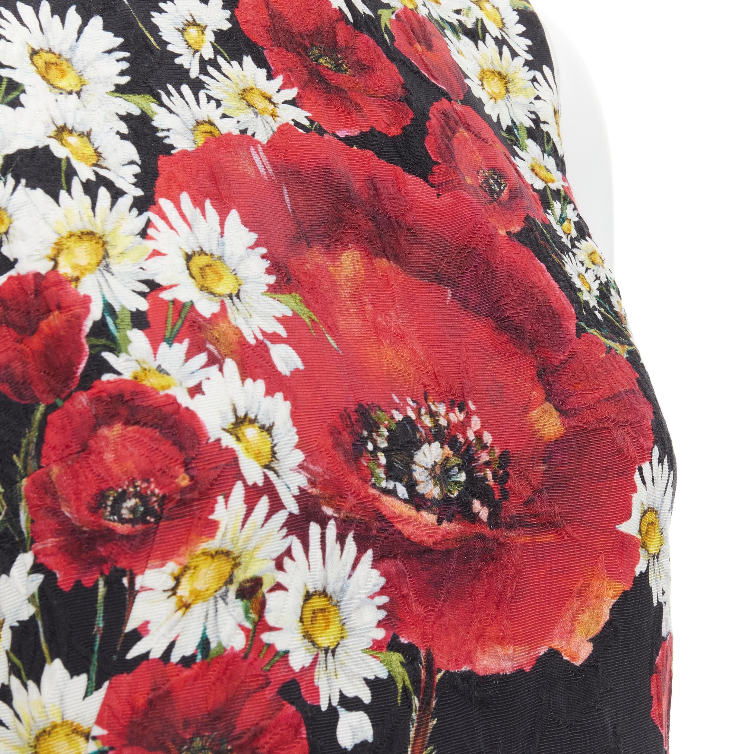 DOLCE GABBANA Poppy Daisy floral print jacquard mini sheath dress IT36 XS In Excellent Condition For Sale In Hong Kong, NT