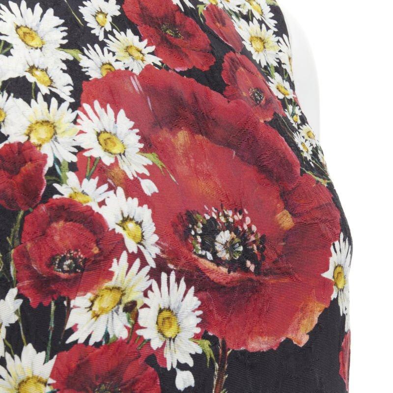 DOLCE GABBANA Poppy Daisy floral print jacquard mini sheath dress IT36 XS For Sale 2