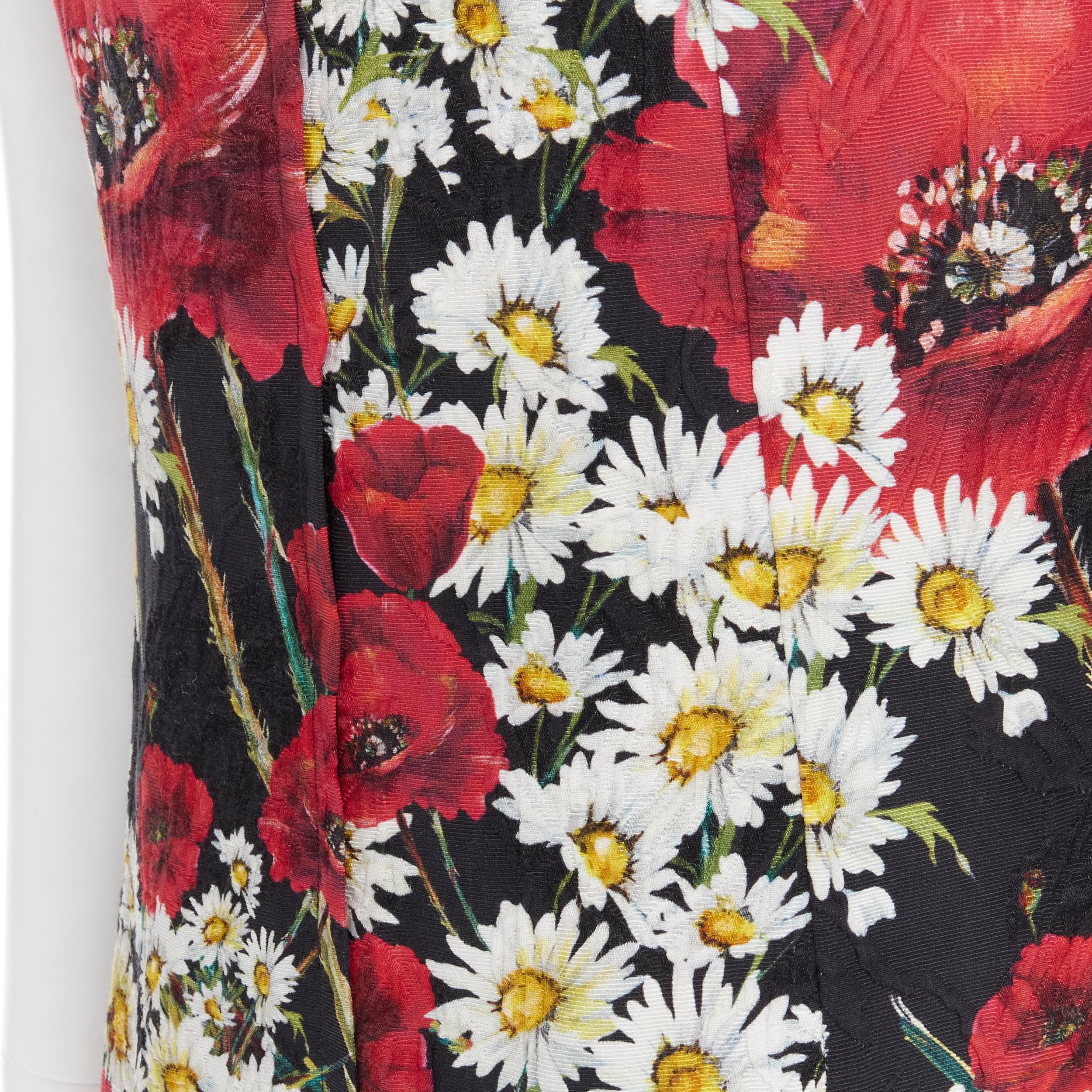 DOLCE GABBANA Mini robe fourreau en jacquard à imprimé floral marguerite taille IT 36 XS en vente 3