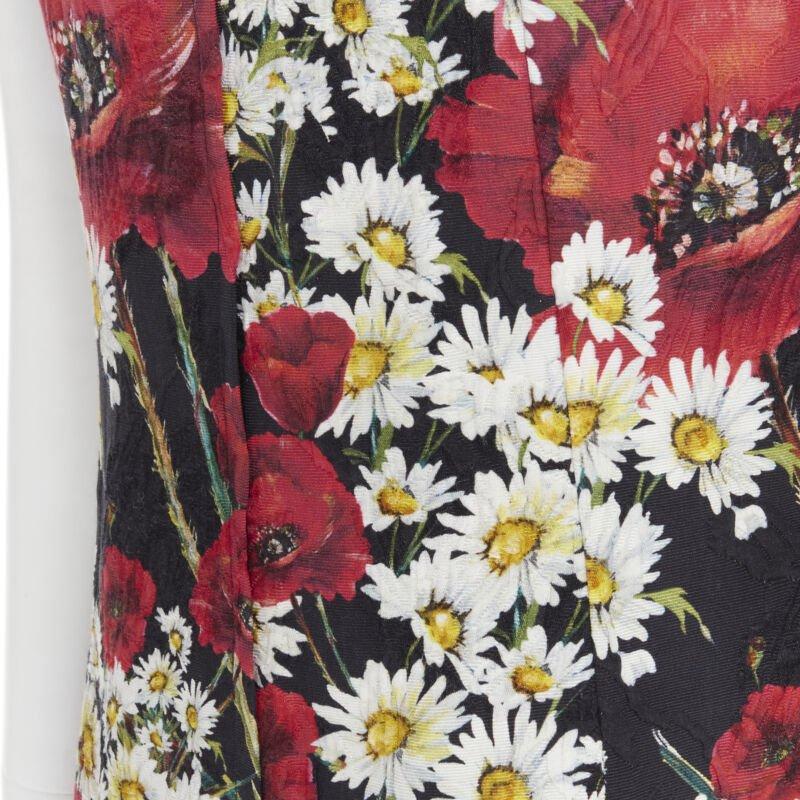 DOLCE GABBANA Poppy Daisy floral print jacquard mini sheath dress IT36 XS For Sale 3
