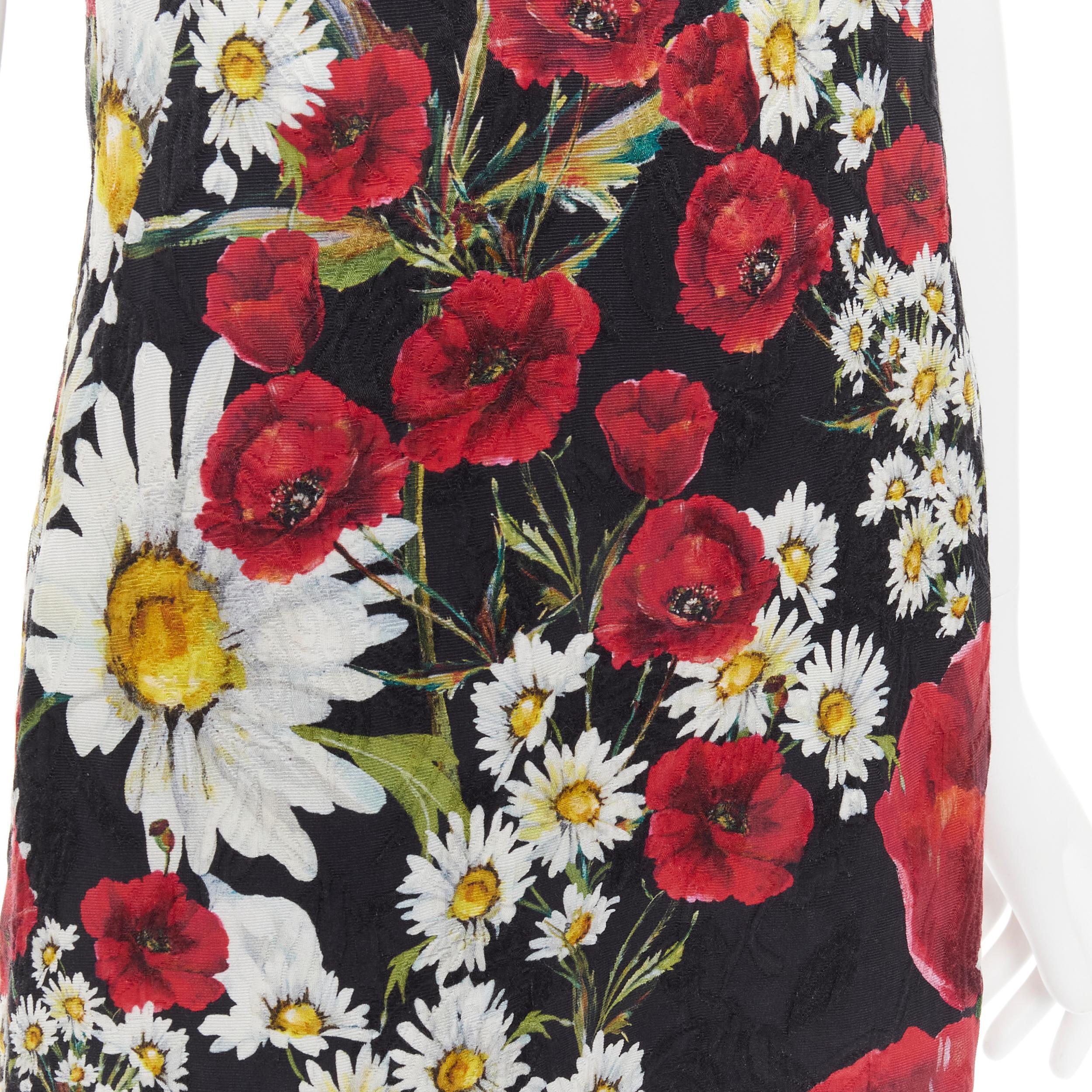 DOLCE GABBANA Poppy Daisy floral print jacquard mini sheath dress IT36 XS For Sale 1