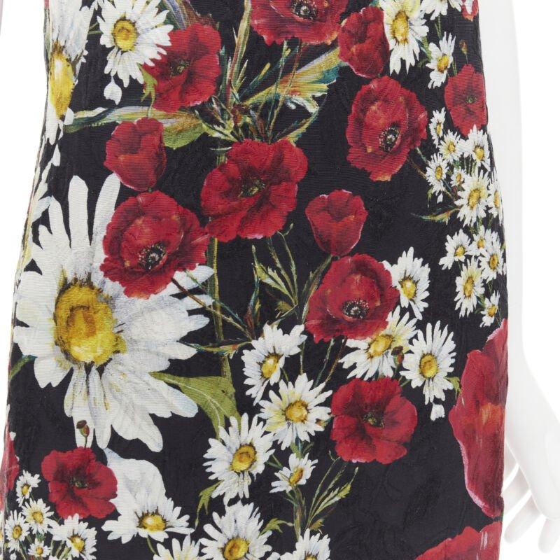 DOLCE GABBANA Poppy Daisy floral print jacquard mini sheath dress IT36 XS For Sale 4