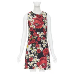 DOLCE GABBANA Mini robe fourreau en jacquard à imprimé floral marguerite taille IT 36 XS