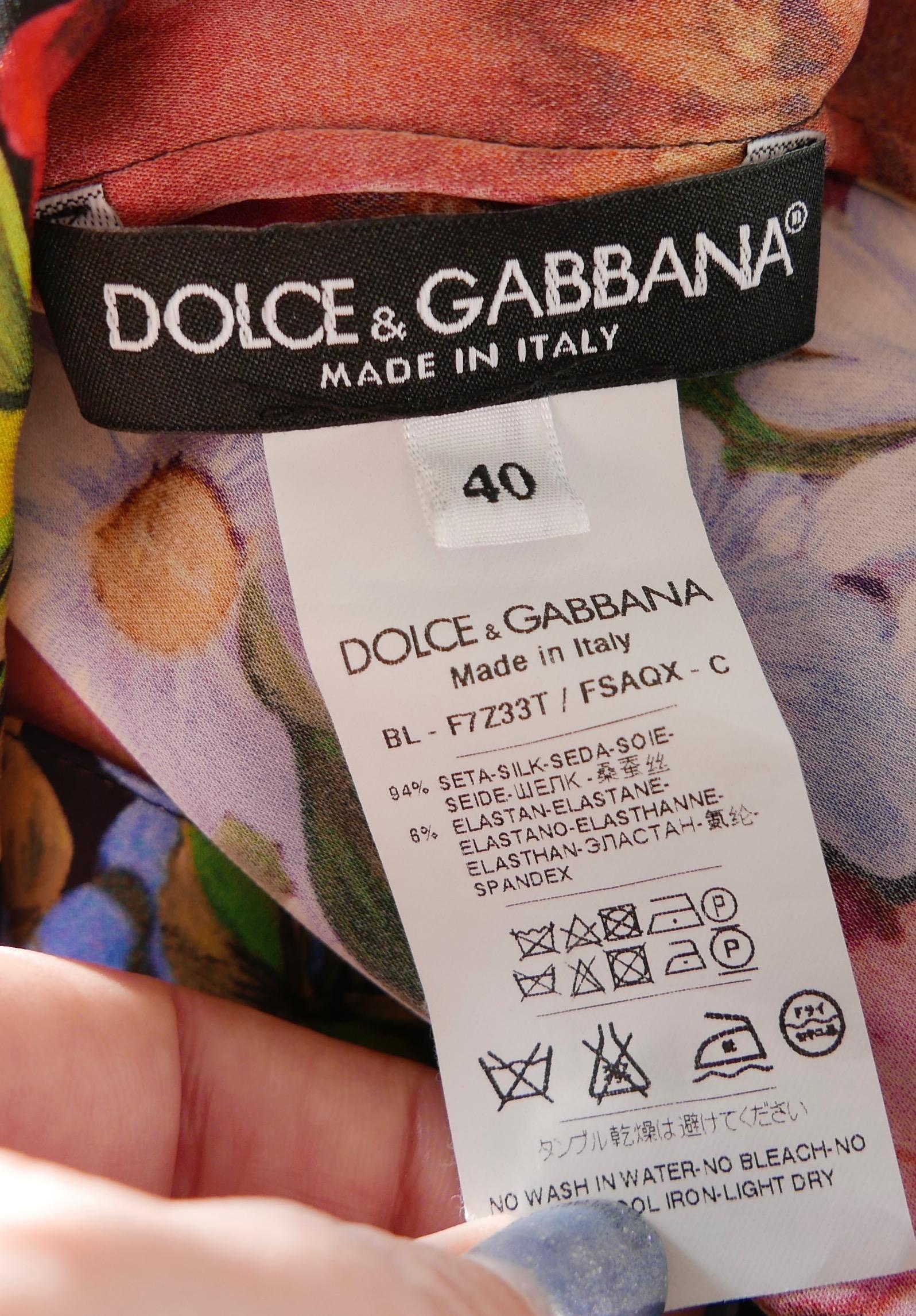 Dolce & Gabbana Poppy Print Silk Top For Sale 1