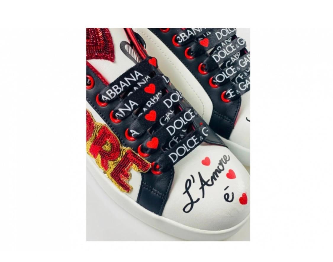Gray Dolce & Gabbana Portofino Amore e
Belezza embellished trainers sneakers shoes