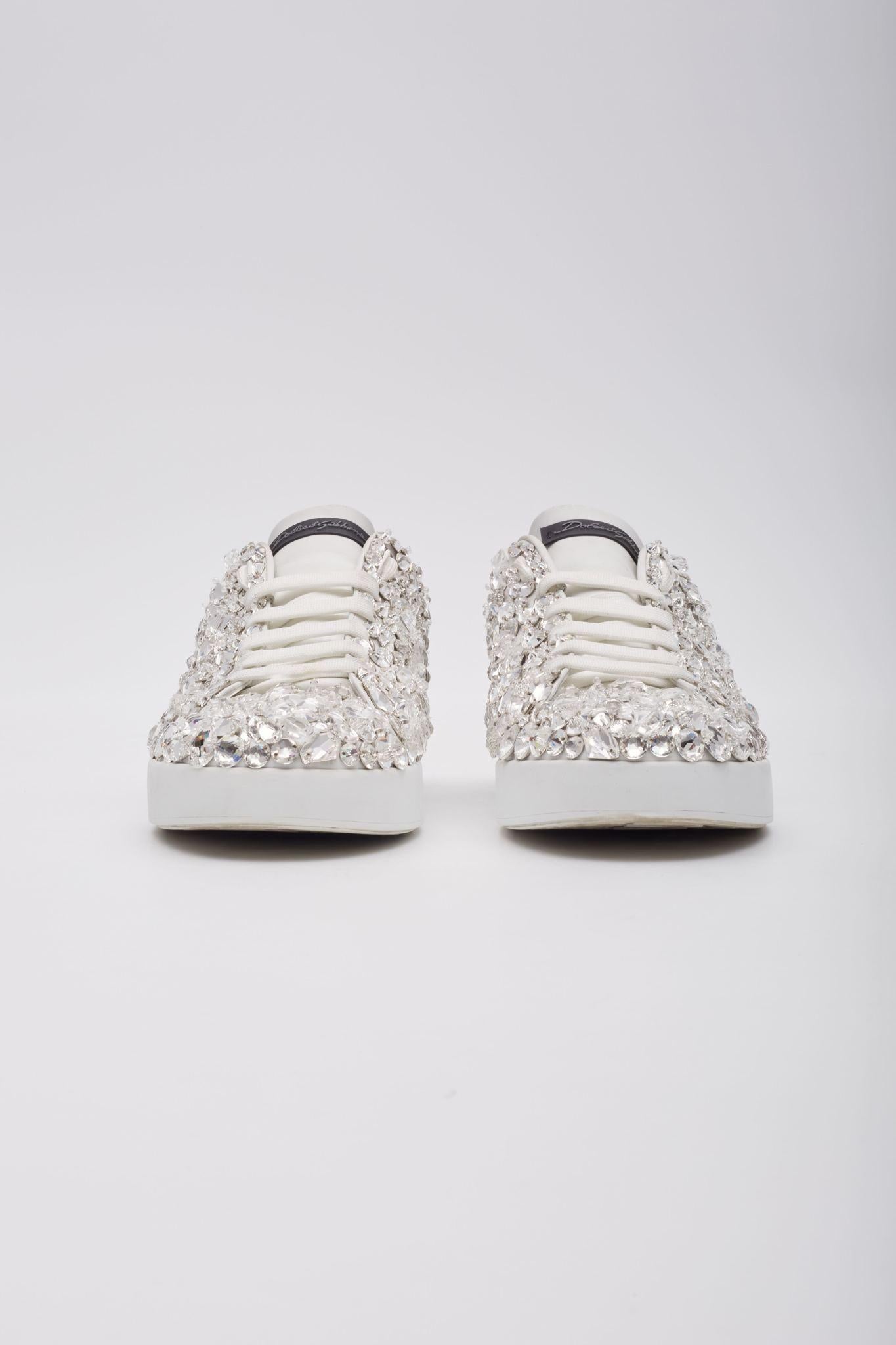 Dolce & Gabbana Portofino Crystal Sneakers (Us 10) In Excellent Condition For Sale In Montreal, Quebec
