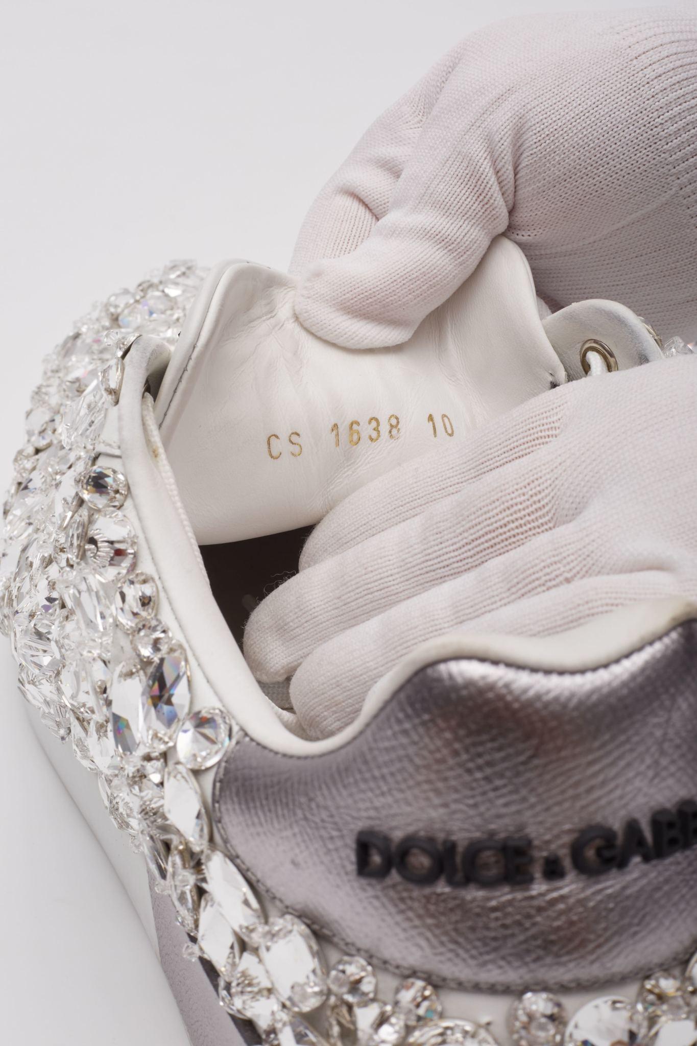 Dolce & Gabbana Portofino Crystal Sneakers (Us 10) For Sale 2