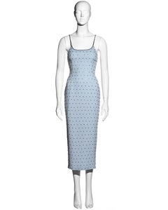 Dolce & Gabbana powder blue crepe evening dress adorned with crystals, ss 1995