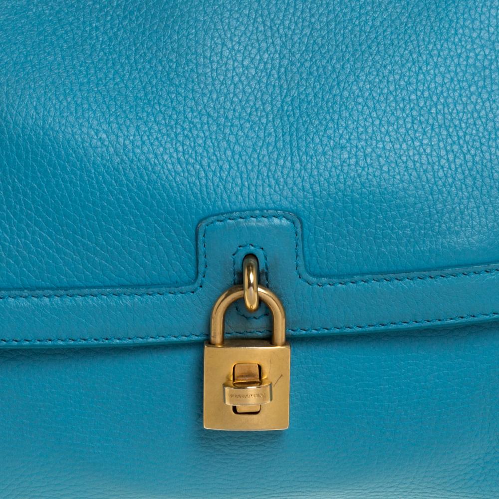 Dolce & Gabbana Powder Blue Leather Padlock Bag 4