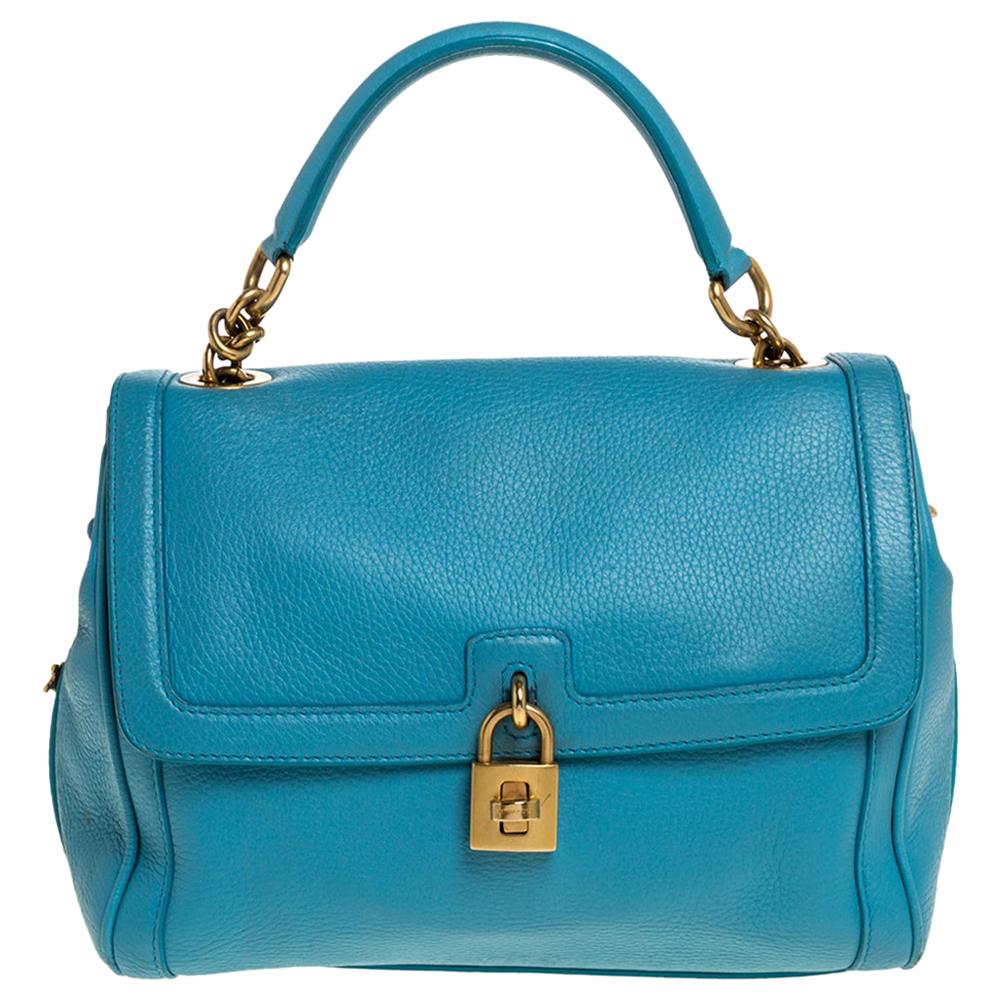Dolce & Gabbana Powder Blue Leather Padlock Bag