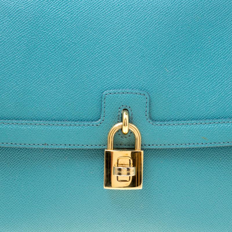 Dolce & Gabbana Powder Blue Leather Padlock Shoulder Bag 6