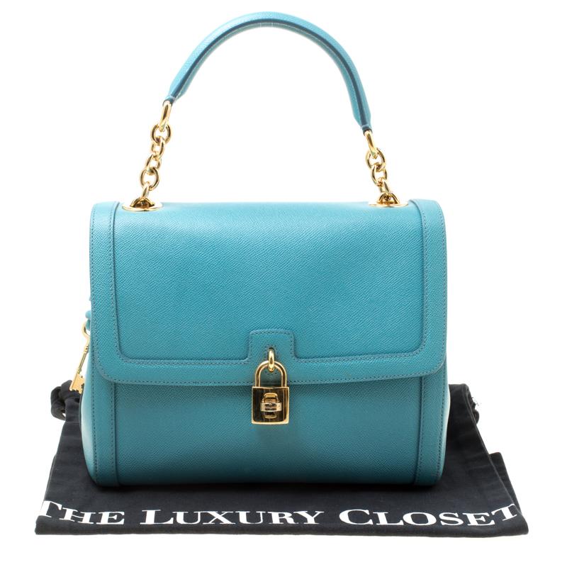 Dolce & Gabbana Powder Blue Leather Padlock Shoulder Bag 7