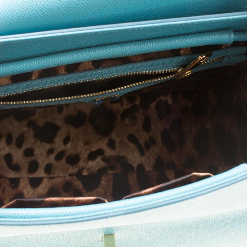 Dolce & Gabbana Powder Blue Leather Padlock Shoulder Bag 2