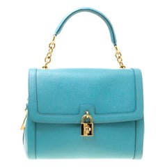 Dolce & Gabbana Powder Blue Leather Padlock Shoulder Bag