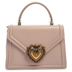 Dolce & Gabbana Powder Pink Leather Devotion Top Handle Bag