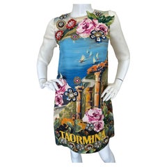 Vintage Dolce & Gabbana Primavera 2016 "Taormina" Jeweled Silk Shift Dress