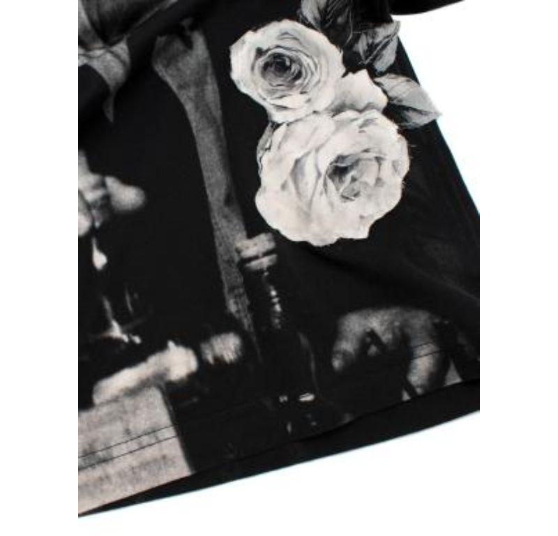 Dolce & Gabbana Printed Black Tee Flower Applique 2