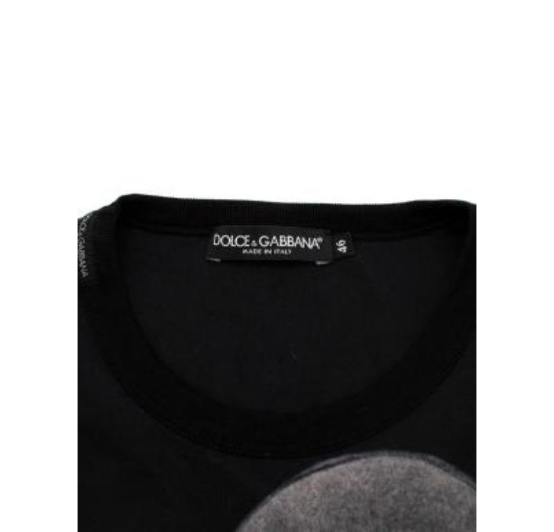 Dolce & Gabbana Printed Black Tee Flower Applique 4