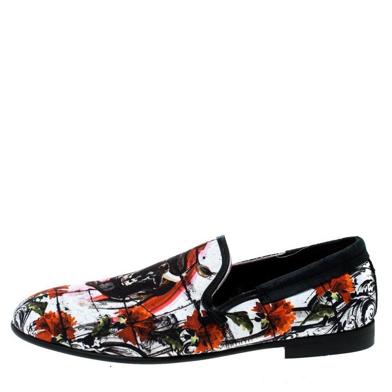 Dolce and Gabbana Printed Bull And Majolica Canvas Amalfi Smoking Slippers  Size 41 For Sale at 1stDibs