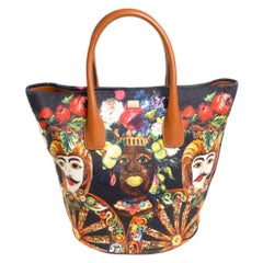 Dolce 
Gabbana Printed Canvas and Leather Shopper Tote