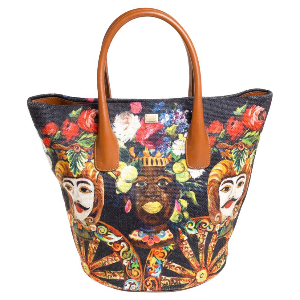 Dolce & Gabbana Printed Canvas and Leather Shopper Tote