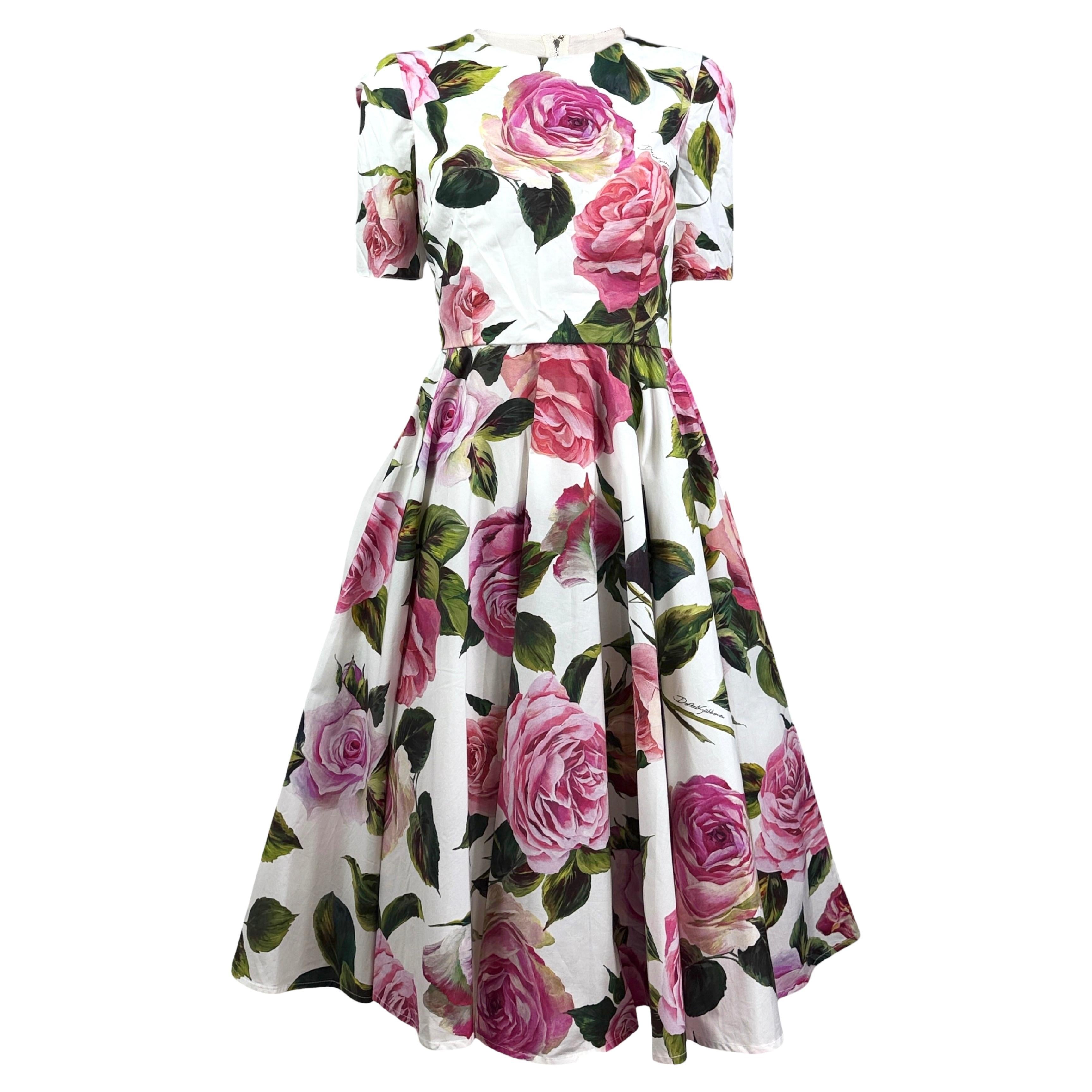 Dolce Gabbana printed cotton roses dress