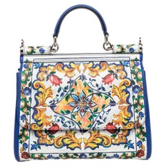 Dolce & Gabbana - Borsa Sicily in pelle stampata con manico superiore