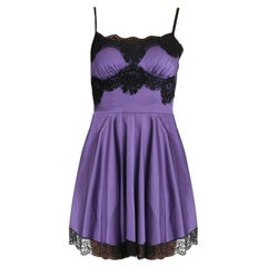 Dolce & Gabbana Purple Black Lace Chemise A-line Mini Short Dress Lingerie DG