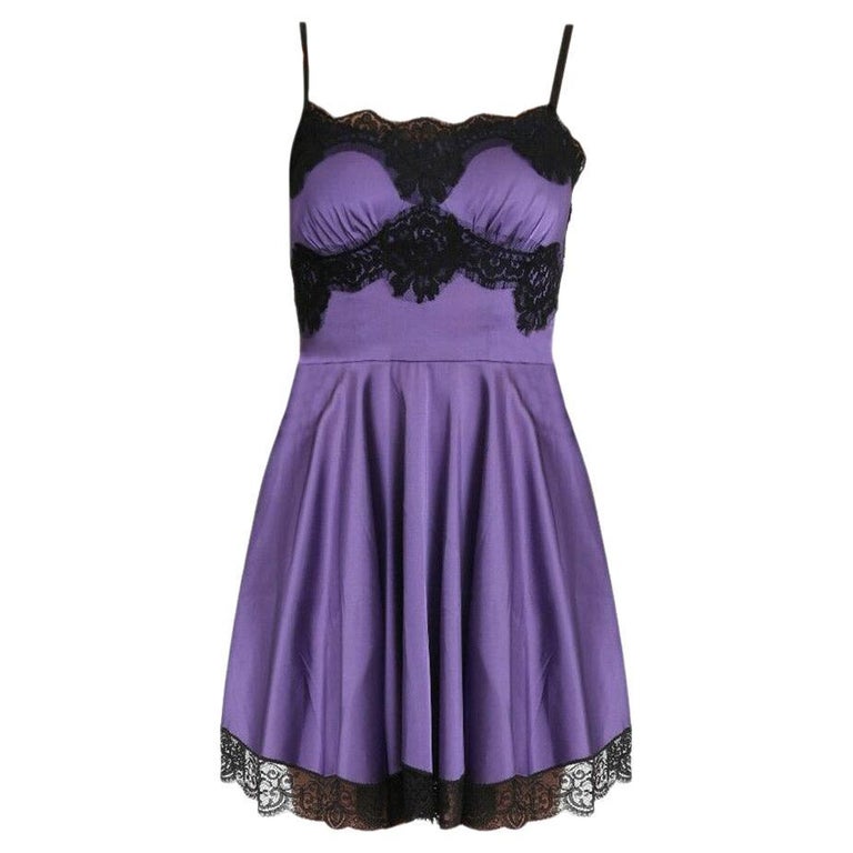 Dolce and Gabbana Purple Black Lace Chemise A-line Mini Short Dress  Lingerie DG For Sale at 1stDibs | purple and black