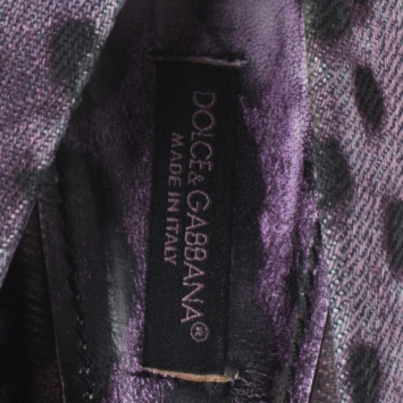 Dolce & Gabbana Bombas con puntera abierta de lona con estampado de leopardo morado/negro talla 37 en venta 1