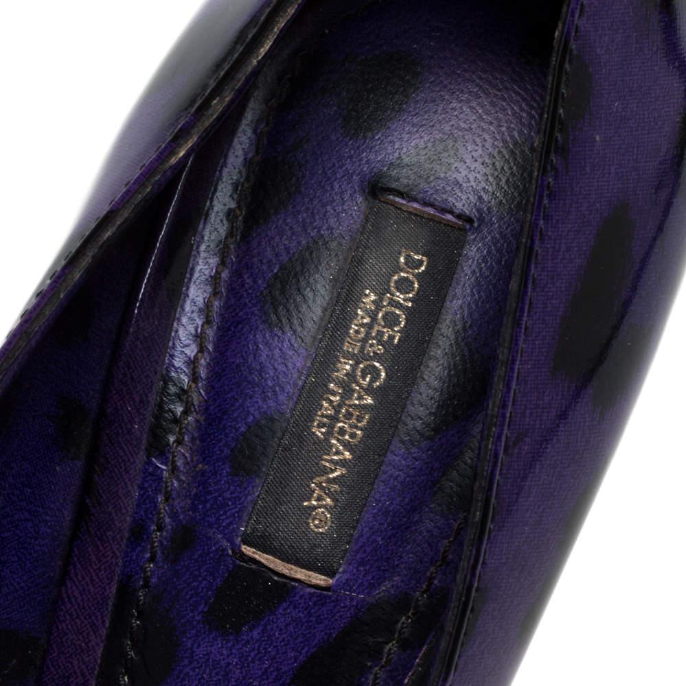 Dolce & Gabbana Purple/Black Leopard Print Patent Leather Pumps Size 37.5 3