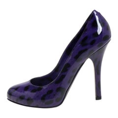 Dolce & Gabbana Purple/Black Leopard Print Patent Leather Pumps Size 37.5