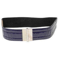 Dolce & Gabbana Lila/Schwarzer Lackleder und elastischer Gürtel mit breiter Taille 90CM