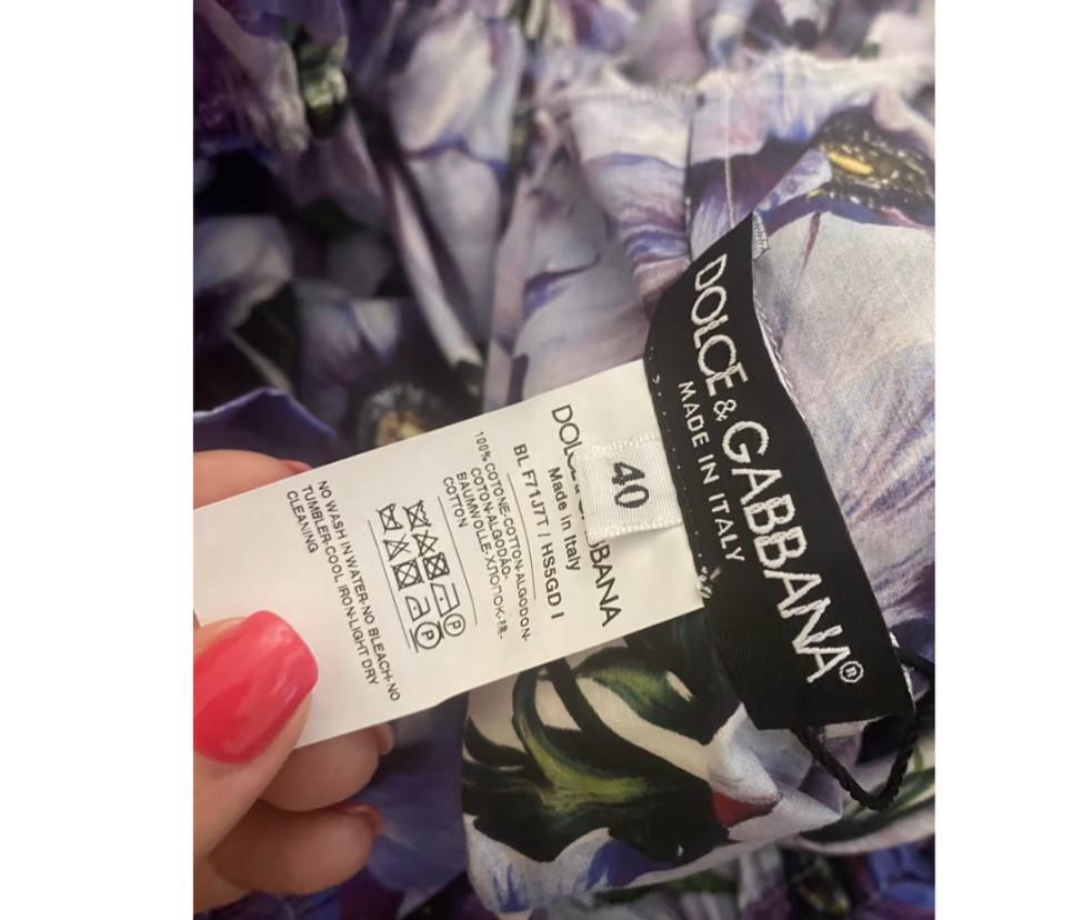 Dolce & Gabbana Purple Cotton Floral Anemone Top Blouse Sleeveless Off Shoulders For Sale 1