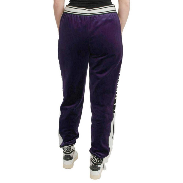 Dolce and Gabbana Purple Cotton Velvet L'amore Sweatpants Casual Trousers  Pants DG For Sale at 1stDibs