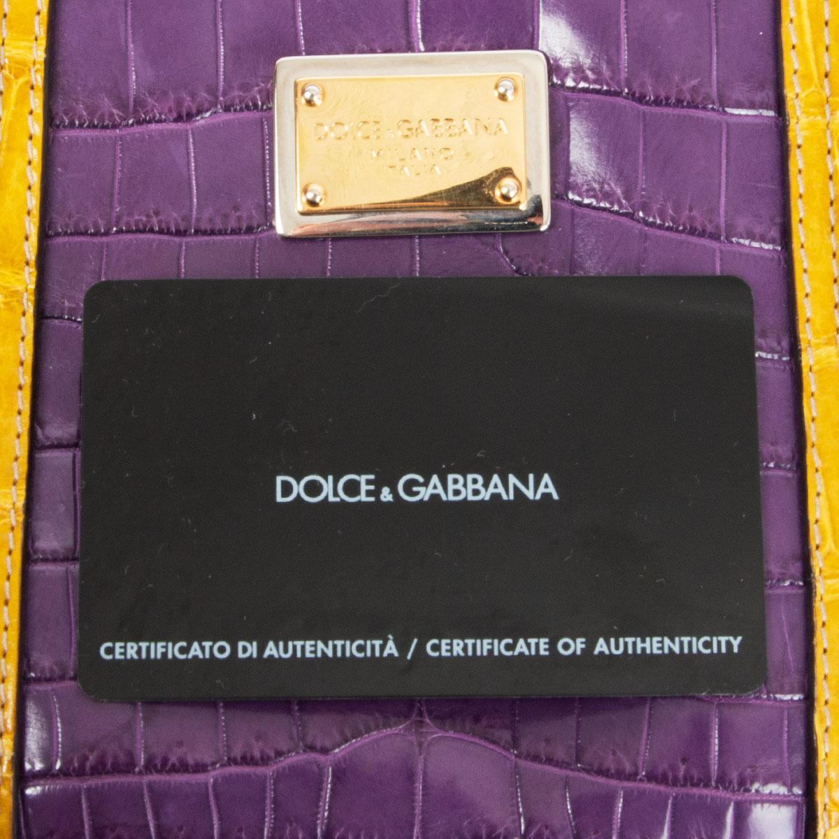 DOLCE & GABBANA purple CROCODILE EMBOSSED leather Crossbody Bag 1
