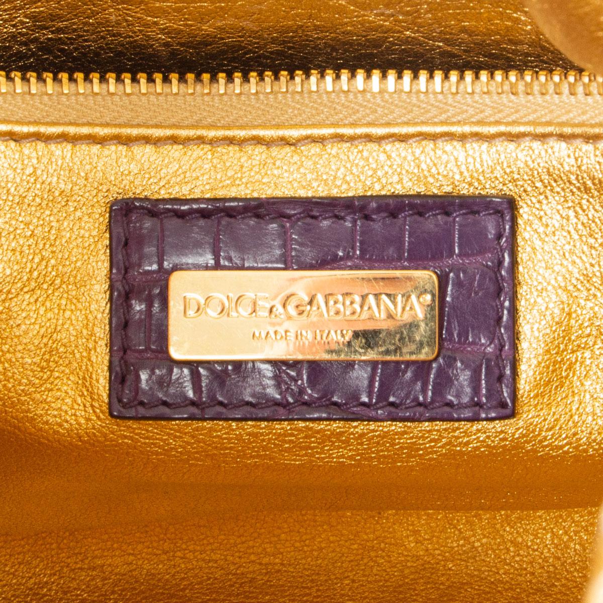 DOLCE & GABBANA purple CROCODILE EMBOSSED leather Crossbody Bag 2